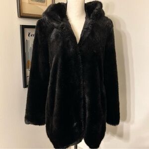 Zara Black Soft Faux Fur Teddy Jacket SZ M